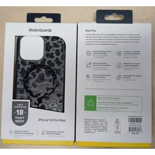 Me-ow Leopard Ace Pro de BodyGuardz avec étui MagSafe - iPhone 15 Pro