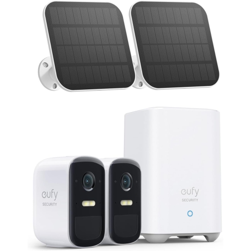 eufy Security, eufyCam 2C 2-Cam Kit with Solar Panel 2W, Security Camera Wireless Outdoor, Home Security System, HomeKit Compatibility, 1080p HD, IP6