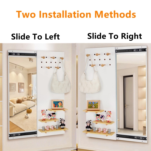 Miroir de chambre 2-en-1 avec tablette coulissante à panneaux perforés, armoire murale avec miroir dissimulé dans l'entrée