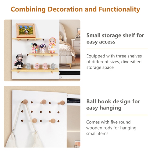 Miroir de chambre 2-en-1 avec tablette coulissante à panneaux perforés, armoire murale avec miroir dissimulé dans l'entrée