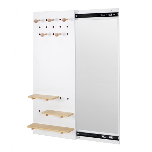 Miroir de chambre 2-en-1 avec tablette coulissante à panneaux perforés, armoire murale avec miroir dissimulé dans l'entrée