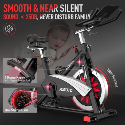 JOROTO X2PRO Exercise Bike Stationary Bike Indoor Cycling Bike With Bluetooth Magnetic Belt Drive Ultra-Silent Exercise Bikes for Home LCD Monitor