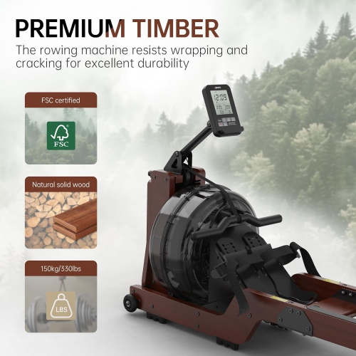 JOROTO Water Rowing Machine for Home 7 Levels of Adjustable Water Resistance 330LB Weight Capacity Rower Machine with Bluetooth Function LCD Monitor