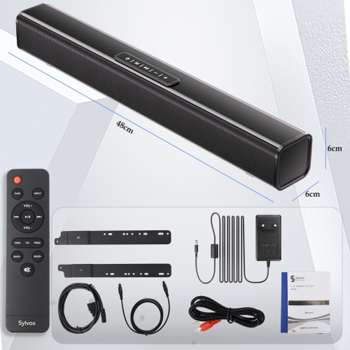 SYLVOX All-in-One Soundbar, 30-Watt 2.0 Channel 4 EQ settings Sound Bar, 12V Soundbar for RV, Camper, with HDMI, USB, Buletooth