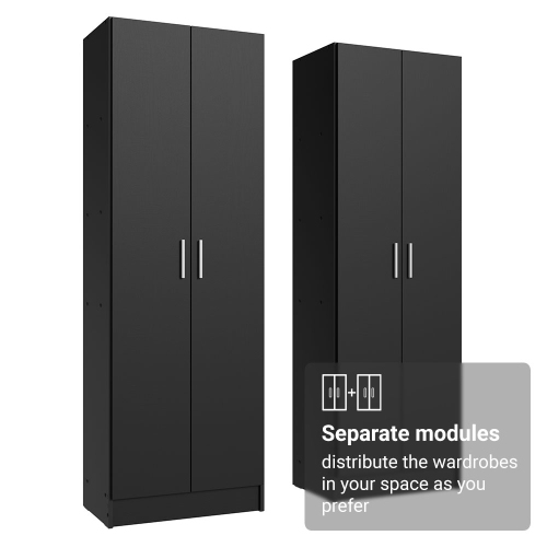 Madesa Wardrobe Armoire Closet Pantry Storage Cabinet with 4 Doors and 10 Utility Shelves 47"L Wooden Organization Unit for Bedroom, Office, Laundry