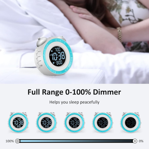 Loud Dual Alarm Clock with Bed Shaker - 0-100% Dimmer, Vibrating Alarm Clock for Heavy Sleepers or Hearing Impaired, Easy to Set, USB Charging Port,