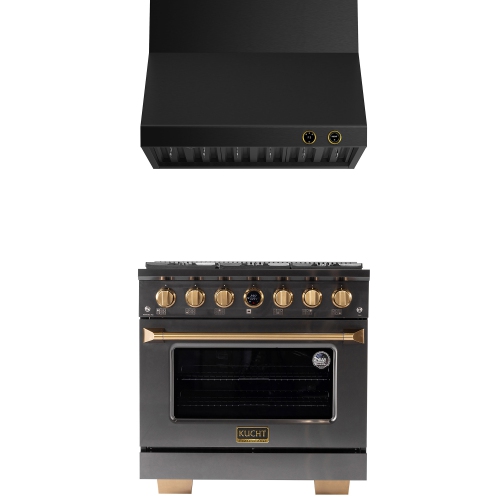KUCHT Professional 36-inch 5.2 cu. ft. 6 Burners Dual Fuel Range for Propane Gas in Gemstone + Wall Mount Range Hood - Only at Best Buy