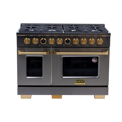KUCHT Professional 48-inch 6.7 cu. ft. 8 Burners Dual Fuel Range for Propane Gas in Gemstone + Under Cabinet Range Hood - Only at Best Buy