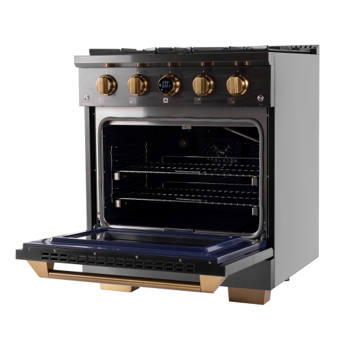KUCHT Professional 30-inch 4.2 cu. ft. 4 Burners Dual Fuel Range for Natural Gas in Gemstone + Under Cabinet Range Hood - Only at Best Buy