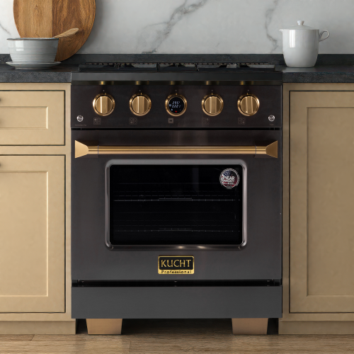 KUCHT Professional 30-inch 4.2 cu. ft. 4 Burners Dual Fuel Range for Natural Gas in Gemstone + Under Cabinet Range Hood - Only at Best Buy