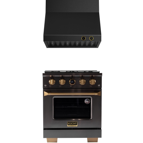 KUCHT Professional 30-inch 4.2 cu. ft. 4 Burners Dual Fuel Range for Natural Gas in Gemstone + Wall Mount Range Hood - Only at Best Buy