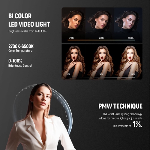 Refurbished - NEEWER MS60B Bi Color LED Video Light with 2.4G/APP Control, 65W Metal Mini Handheld COB Continuous Output Lighting