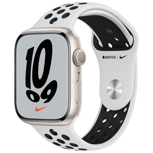 Refurbished 45mm Starlight Aluminum Case with Pure Platinum/Black Nike Sport Band