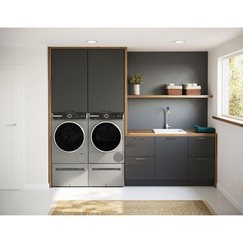 Laveuse à chargement frontal compacte haute efficacité de 2,4 pi³ série 800 de Bosch (WGB246AXUC) - Acier perlé