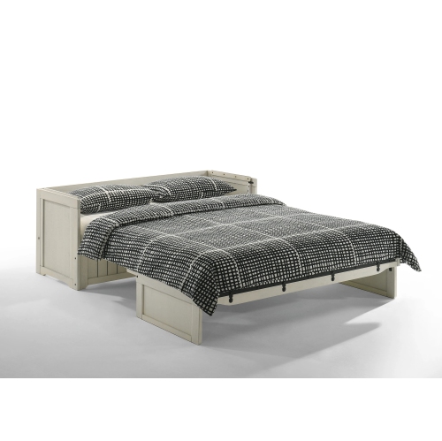 NIGHT AND DAY  Murphy Cube Cabinet Bed With Queen Size Gel Memory Foam Mattress (Vintage White)