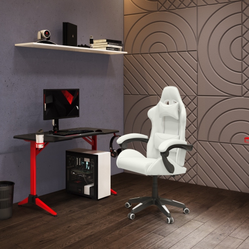CORLIVING  Ravagers Ergonomic Adjustable Gaming Chair In In White
