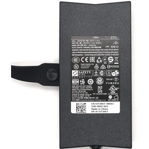 Refurbished Good Dell 19.5V 6.7A 130W AC Adapter with power Cord Pin size 7.4mm