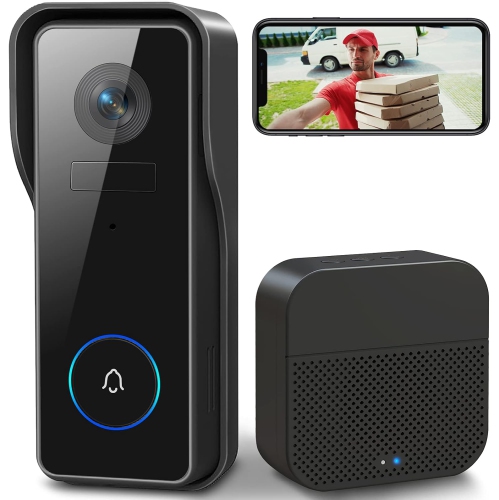 XTU 2K FHD Smart Video Doorbell with Wireless Chime, Battery Operated, Voice Changer, Voice Message, PIR Motion Detection, Night Vision, 2-Way Audio,