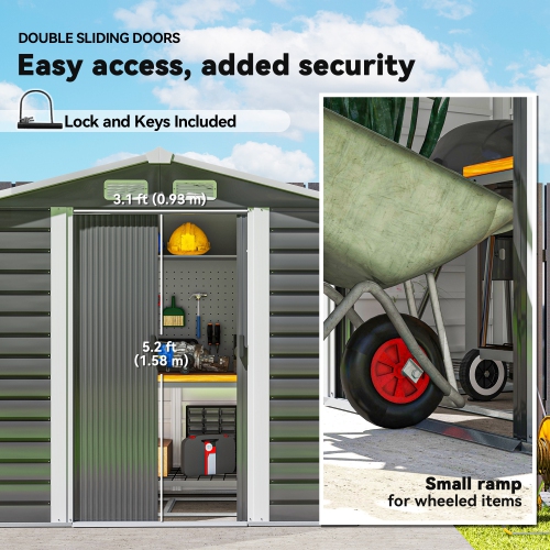 Outsunny 7' x 4' Outdoor Storage Shed, Easy to Assemble, Upgraded Galvanised Steel Frame with Foundation Kit, Double Doors with Lock, Metal Garden