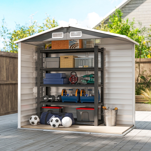Outsunny 7' x 4' Outdoor Storage Shed, Easy to Assemble, Upgraded Galvanised Steel Frame with Foundation Kit, Double Doors with Lock, Metal Garden