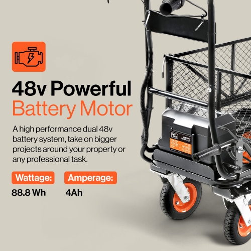 SuperHandy Utility Service Cart Power Wagon Wheelbarrow Electric 48V DC Powered 660Lbs Load and 1000Lbs+ Hauling Capacity Farm and Garden All Purpose