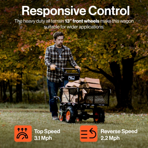 SuperHandy Utility Service Cart Power Wagon Wheelbarrow Electric 48V DC Powered 660Lbs Load and 1000Lbs+ Hauling Capacity Farm and Garden All Purpose