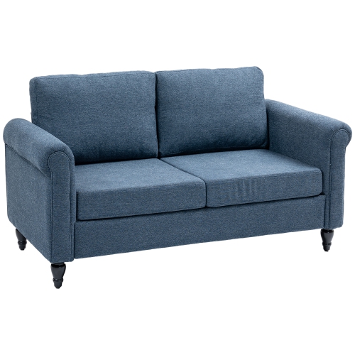 Image 1 of 9.. HOMCOM Vintage Loveseat, Upholstered Love Seat Furniture, Chenille-feel Fabric 2 Seater Sofa Couch with Rolled Arms, Gourd-Shaped Rubber Wood Legs