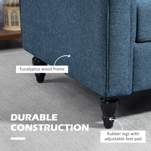 HOMCOM – Causeuse avec revêtement, canapé en tissu de style chenille à 2 places avec accoudoirs arrondis, pattes en bois d'hévéa en forme de gourde