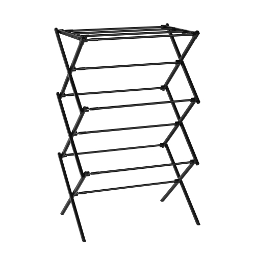 Extendable Clothes Drying Rack, Laundry Drying Rack with Width Adjustable 53cm to 100cm for Storage Indoor Outdoor, Black