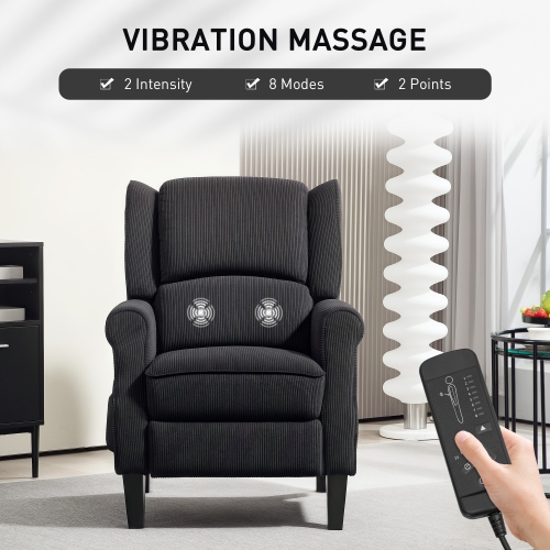 HOMCOM Massage Recliner Chair for Living Room, Push Back Recliner Sofa, Wingback Reclining Chair with Extendable Footrest, Wood Legs, Remote Control,