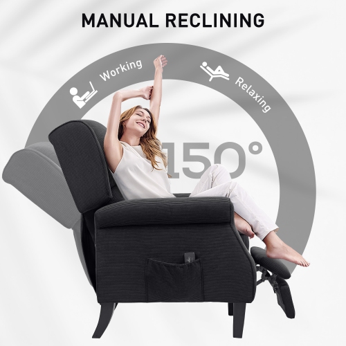 HOMCOM Massage Recliner Chair for Living Room, Push Back Recliner Sofa, Wingback Reclining Chair with Extendable Footrest, Wood Legs, Remote Control,