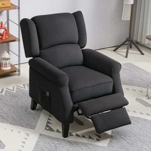 HOMCOM Massage Recliner Chair for Living Room, Push Back Recliner Sofa, Wingback Reclining Chair with Extendable Footrest, Wood Legs, Remote Control,