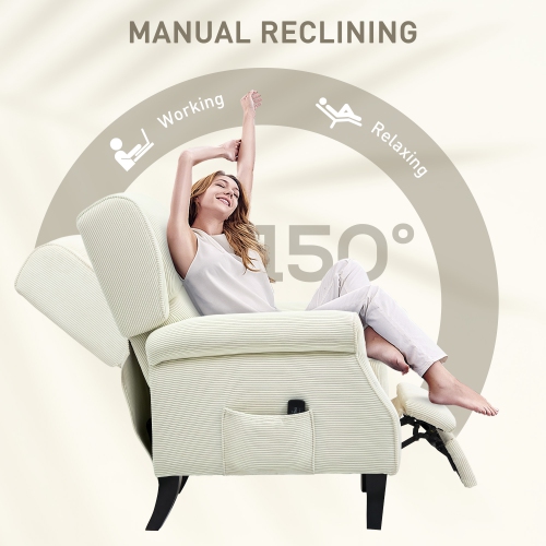 HOMCOM Massage Recliner Chair for Living Room, Push Back Recliner Sofa, Wingback Reclining Chair with Extendable Footrest, Wood Legs, Remote Control,
