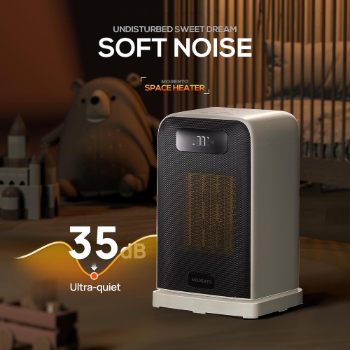 MORENTO Space Heaters for Indoor, 1500W Electric Heater, Room Heater with Heating and Fan Modes in Office with Thermostat, Small Space Heaters for