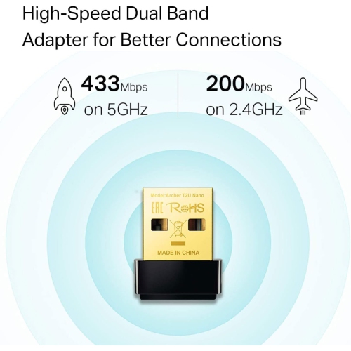 Mini - AC600 USB 2.0 Wifi Adapter - 2.4G/5G Dual Band Wireless Network Adapter for PC Desktop, Mini Travel Size, Supports Windows 11/10/8.1/8/7/XP,