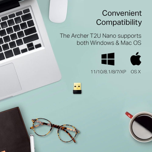 Mini - AC600 USB 2.0 Wifi Adapter - 2.4G/5G Dual Band Wireless Network Adapter for PC Desktop, Mini Travel Size, Supports Windows 11/10/8.1/8/7/XP,