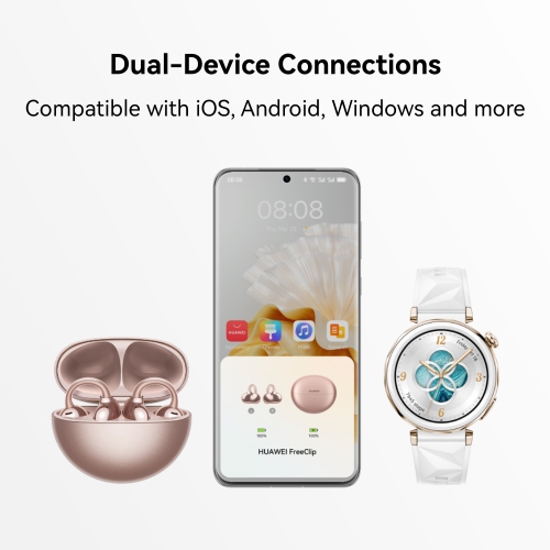 FreeClip DE HUAWEI, design esthétique révolutionnaire, port léger comme une plume, écoute ouverte, appel AI Crystal-Clear, Longue autonomie,