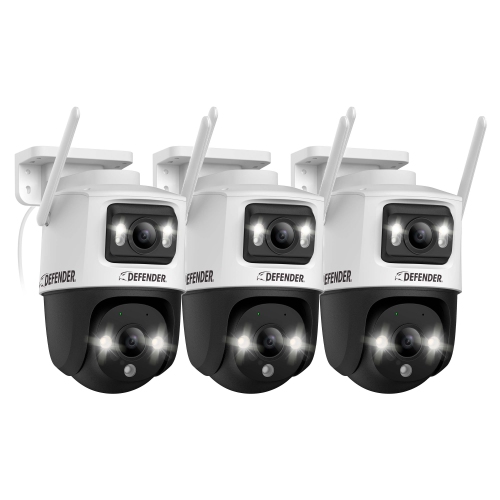 3 caméras de surveillance enfichables Wi-Fi 6 à deux lentilles PTZ Guard Pro 3K PLUS d'AI POWERED de Defender