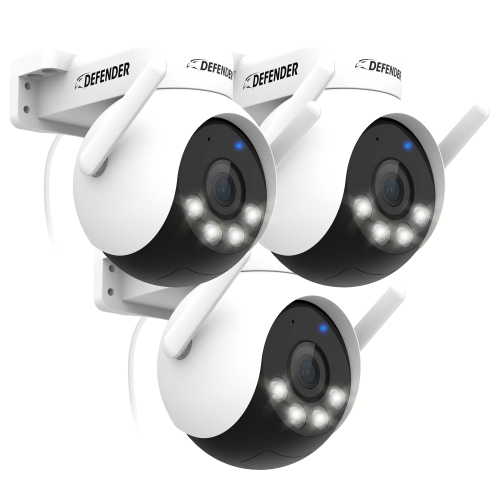 Defender AI POWERED 4K Everwatch PTZ 360° Wi-Fi Plug-in Power Security Camera - 3 Pack