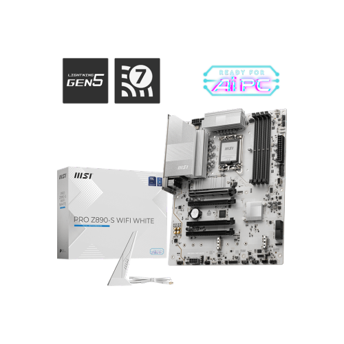 MSI PRO Z890-S WIFI WHITE w/ DDR5-8600(OC), 3x M.2 Slots, 2.5G LAN, Wi-Fi 7, Bluetooth 5.4, White