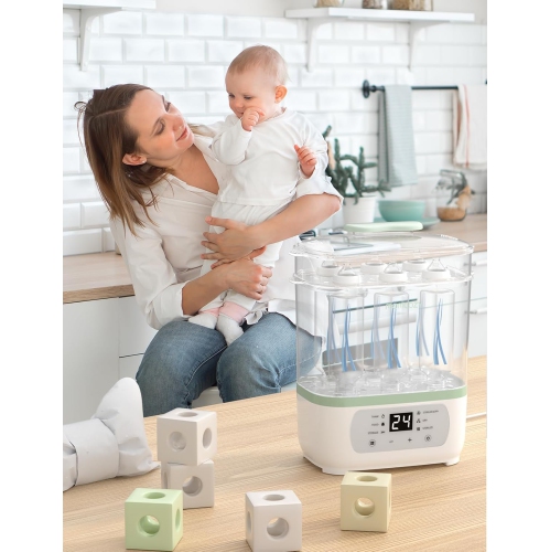 Stérilisateur de biberons et séchoir Momcozy, stérilisateur de biberons à vapeur 8-en-1 pour biberons, produits pour bébés et accessoires pour