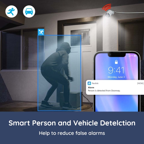 Reolink – Caméra de sécurité PoE 12&nbsp;Mpx pour surveillance vidéo, alertes personne/véhicule, vision nocturne couleur, audio bidirectionnel,