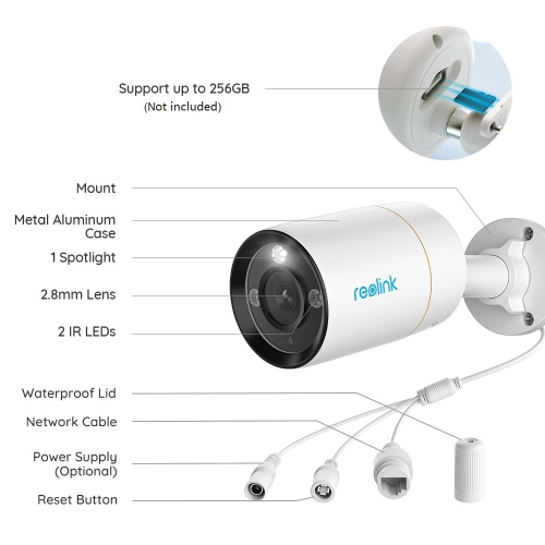 Reolink – Caméra de sécurité PoE 12&nbsp;Mpx pour surveillance vidéo, alertes personne/véhicule, vision nocturne couleur, audio bidirectionnel,