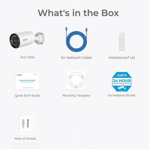 Reolink – Caméra de sécurité PoE 12&nbsp;Mpx pour surveillance vidéo, alertes personne/véhicule, vision nocturne couleur, audio bidirectionnel,
