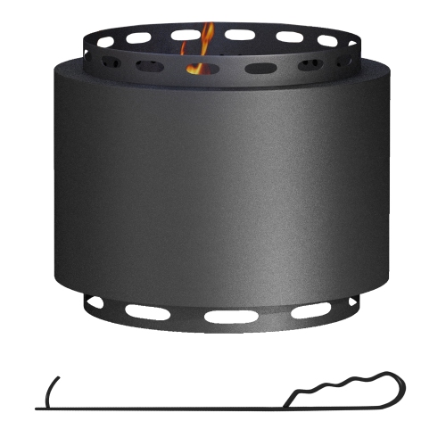 Outsunny Smokeless Fire Pit, 19" Portable Wood Burning Firepit with Poker for Garden Camping Bonfire Party, Metal, Black