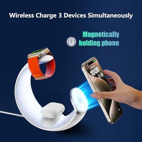 3 in 1 Wireless Charging Station for Apple iPhone 16/16 Pro Max/16 Pro/16 Plus/15/14/13/12/11/10/9/8/SE,Apple Watch,Airpods/Airpod Pro,Charger Stand