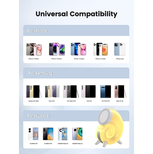 Wireless Charger Atmospher Lamp Compatible with MagSafe Charger, Touch Beside Night Light, Phone Holder, Dimmable Night Light for Bedroom, Living