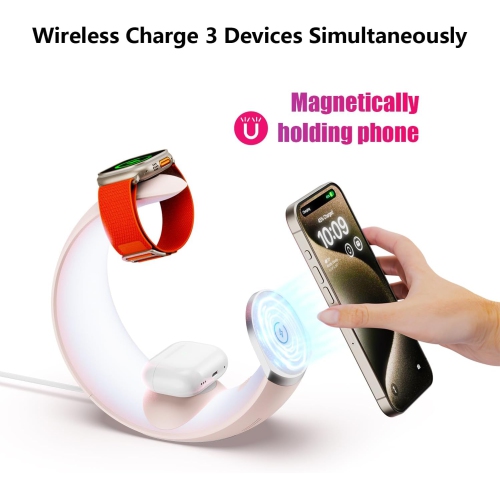 Wireless Charging Station with Lights, 4 in 1 Bedroom Night Light for Kids Adults, Ideal for Birthday Gifts/White Elephant Gifts for Adults/Gifts for