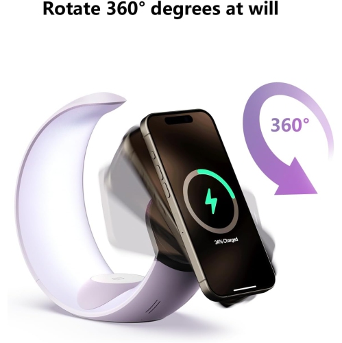 Wireless Charging Station with Lights, 4 in 1 Bedroom Night Light for Kids Adults, Ideal for Birthday Gifts/White Elephant Gifts for Adults/Gifts for