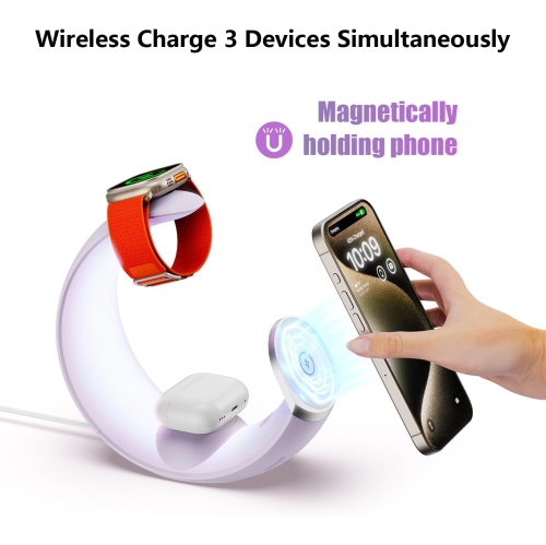 Wireless Charging Station with Lights, 4 in 1 Bedroom Night Light for Kids Adults, Ideal for Birthday Gifts/White Elephant Gifts for Adults/Gifts for